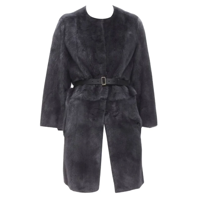 Longline OvercoatsFendi fur leather reversible zip belted coat jacket