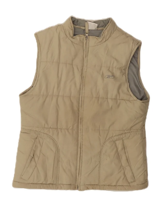 REEBOK Womens Padded Gilet UK 16 Large  Beige Polyester