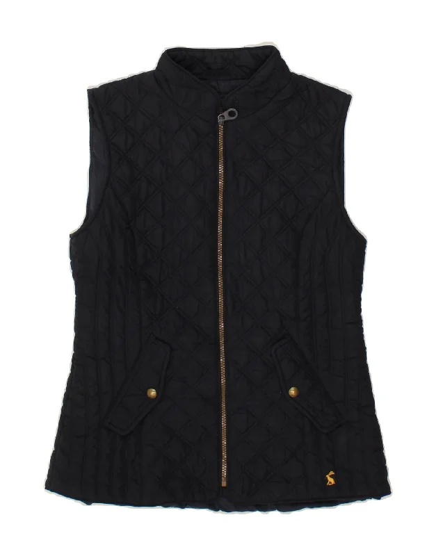 JOULES Womens Quilted Gilet UK 10 Small Navy Blue Polyester