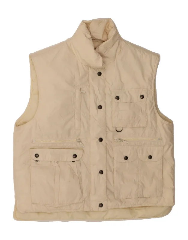 EDDIE BAUER Womens Padded Gilet UK 14 Medium Beige Polyester