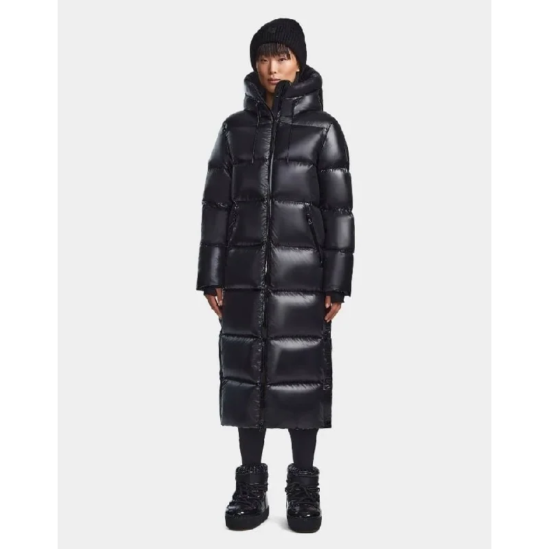 Skateboard Overcoats-Rita Glossy long puffer coat