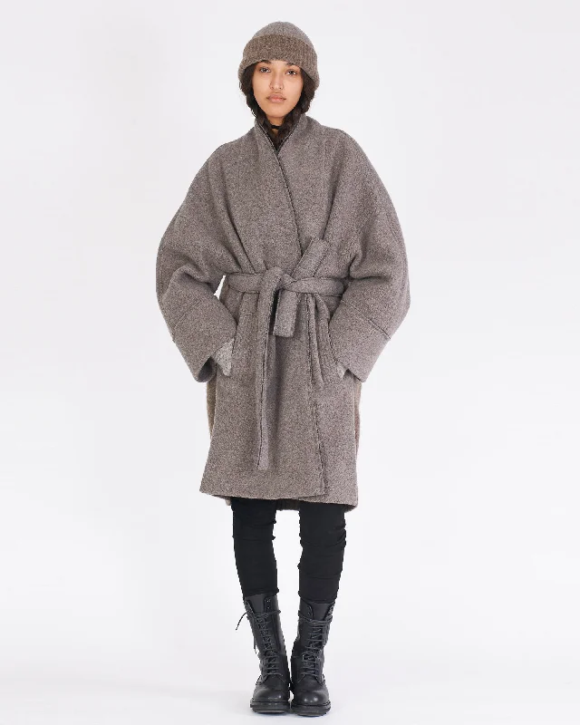 Performance OvercoatsBelted Knit Coat