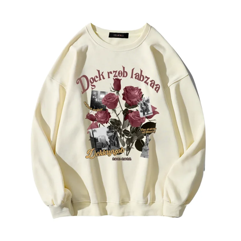 Cropped SweatshirtsVintage Rose Print Couple Sweatshirt