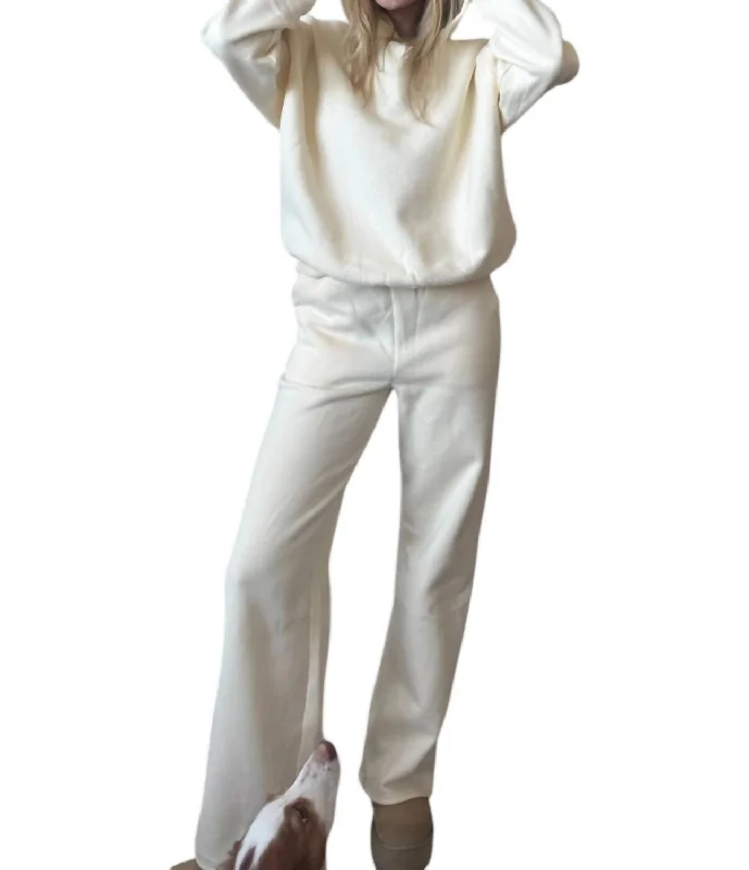 Fleece Sweatpants Set In Cream