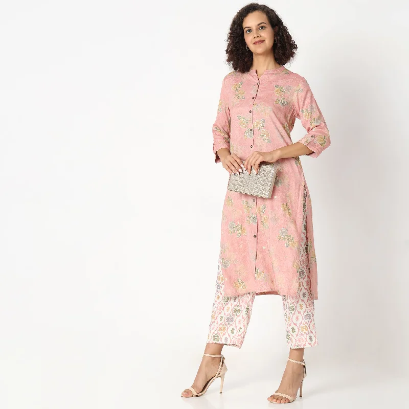 Regular Fit Printed Kurta with Pant Set