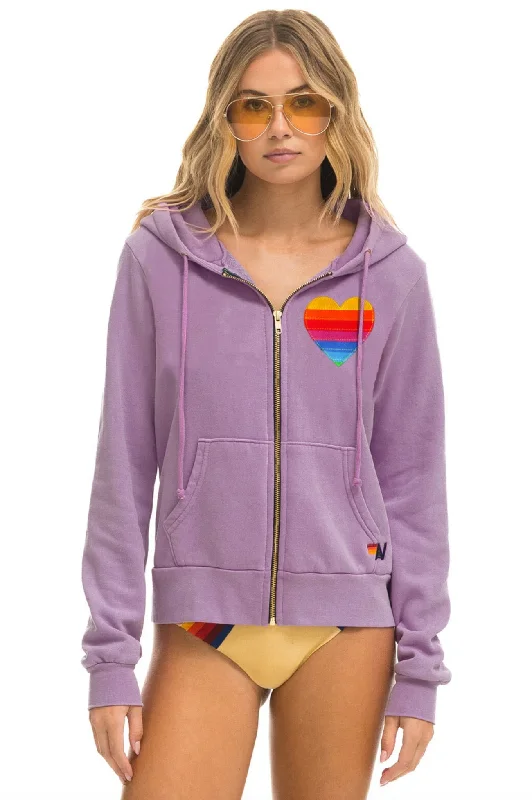 Reflective HoodiesAVIATOR NATION RAINBOW HEART STITCH ZIP HOODIE - MAUVE