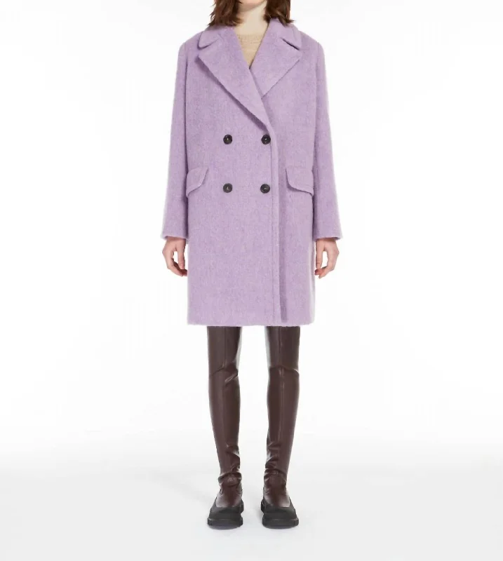 Pea CoatsHello Double Breasted Wool Blend Coat In Lilac