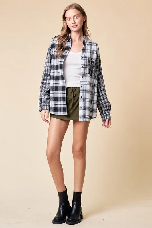 Contrast Plaid Button Up