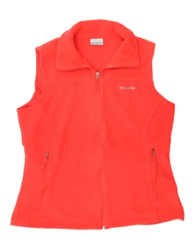 COLUMBIA Womens Fleece Gilet UK 16 Large Orange Polyester