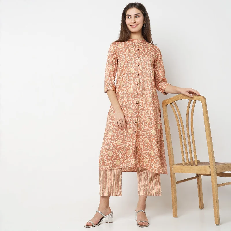 Regular Fit Printed Kurta with Pant Set