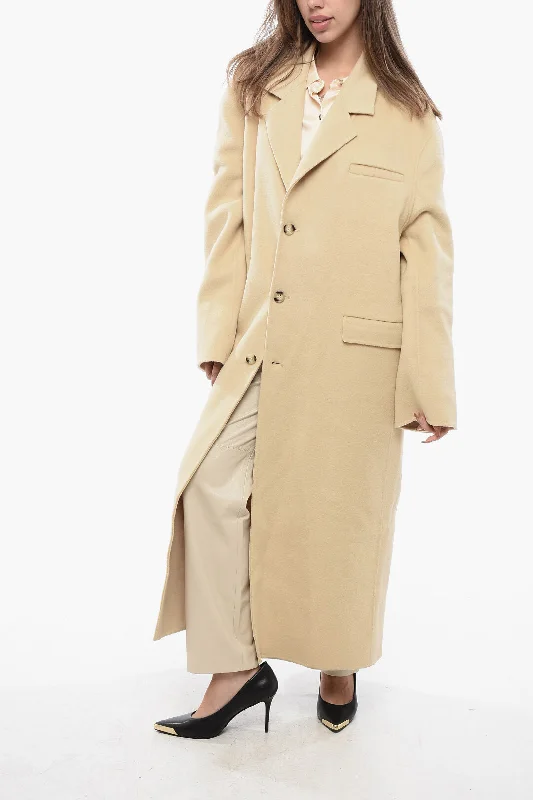 Cotton OvercoatsNanushka Oversized Wool And Silk Veda Coat With Flap Pockets