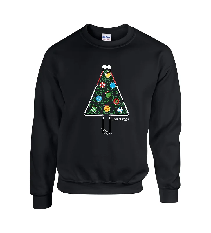 Punk SweatshirtsColorful Christmas Tree Cane Crew Sweatshirt - Black