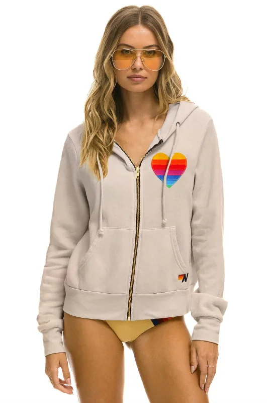 Outdoor SweatshirtsAVIATOR NATION RAINBOW HEART STITCH ZIP HOODIE - SAND