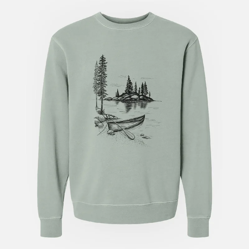 Fitted SweatshirtsLakeside Canoe - Unisex Pigment Dyed Crew Sweatshirt