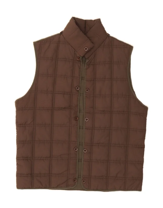 MASSIMO DUTTI Womens Padded Gilet EU 40 Medium Brown Cotton