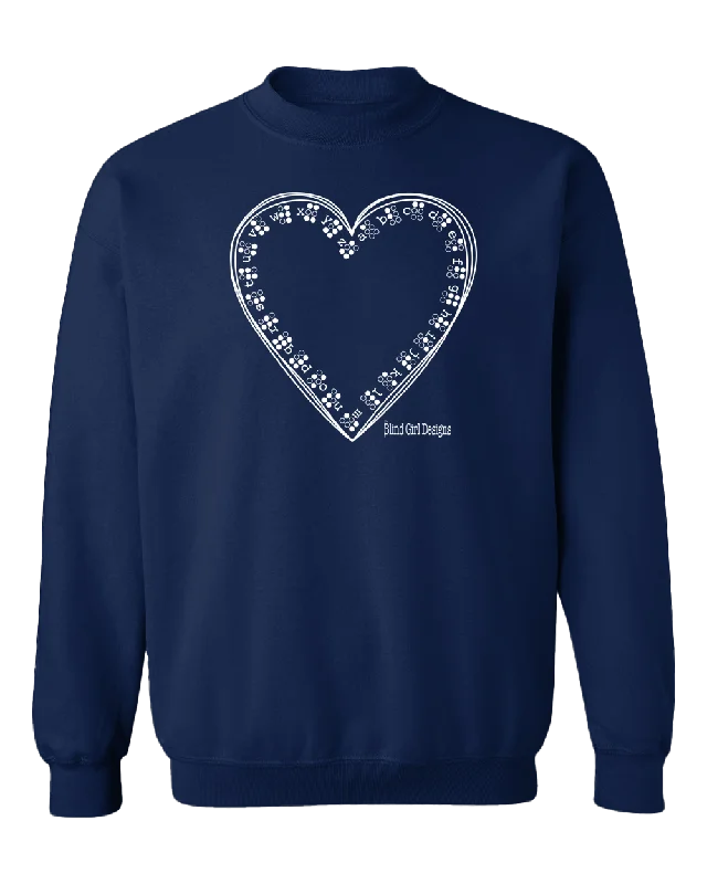 Waterproof Hoodies3D Tactile Braille Heart Sweatshirt - Navy Blue