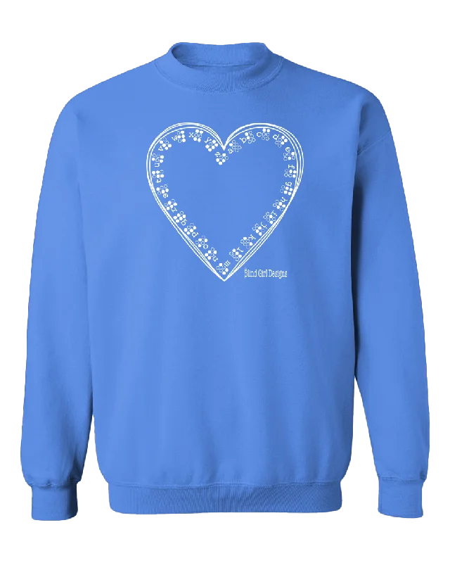 Recycled Fabric Hoodies3D Tactile Braille Heart Sweatshirt - Carolina Blue