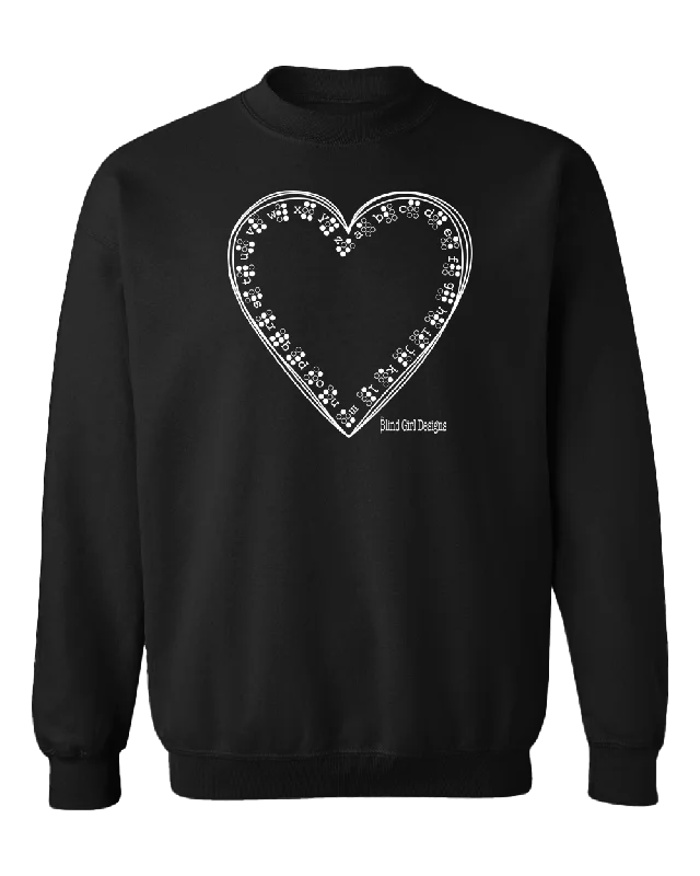 Linen Blend Sweatshirts3D Tactile Braille Heart Sweatshirt - Black