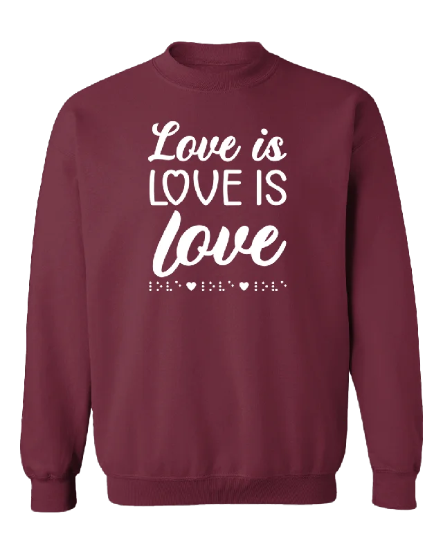 Organic Cotton Sweatshirts3D! Love is Love with Braille Sweatshirt - Berry