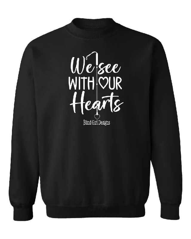 Patchwork Sweatshirts3D We See With Our Hearts Sweatshirt - Black