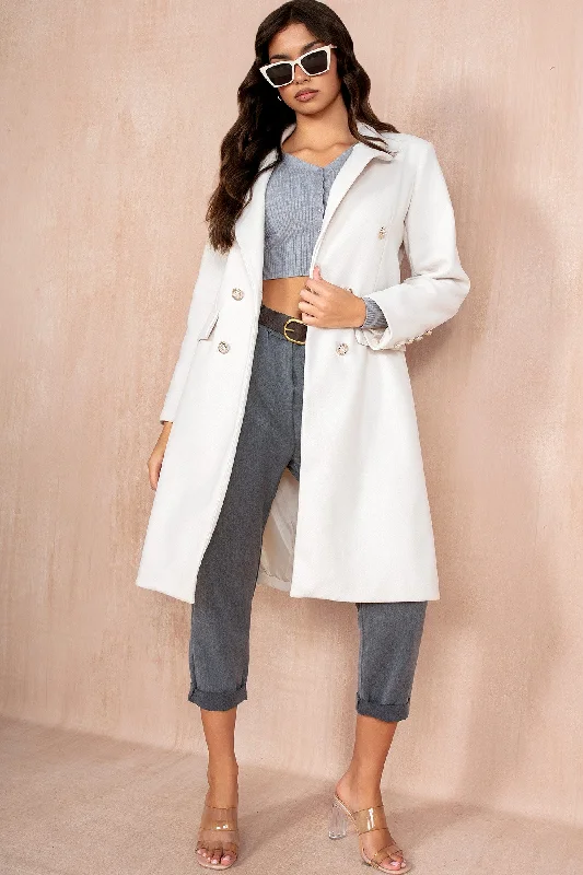 Corduroy OvercoatsWinona Cream Longline Double Breasted Coat