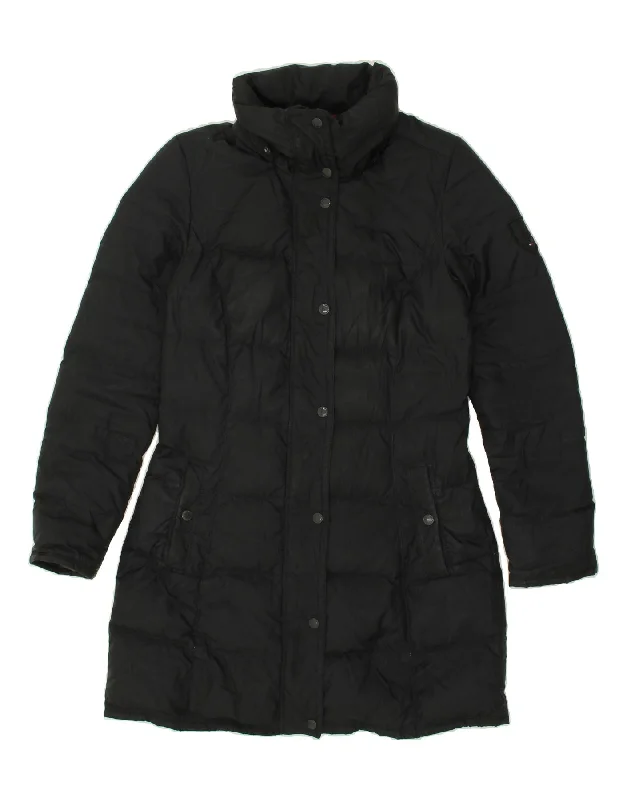 Linen OvercoatsTOMMY HILFIGER Womens Padded Coat UK 10 Small Black Nylon