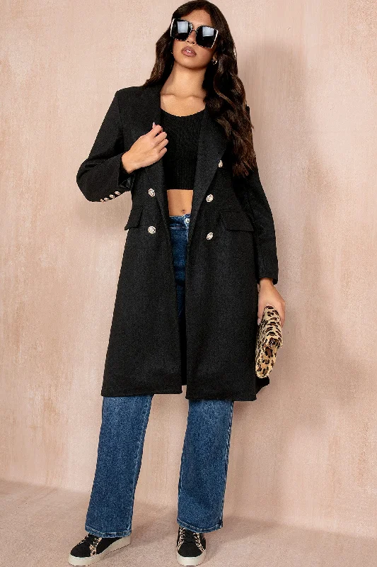 Logo OvercoatsWinona Black Longline Double Breasted Coat