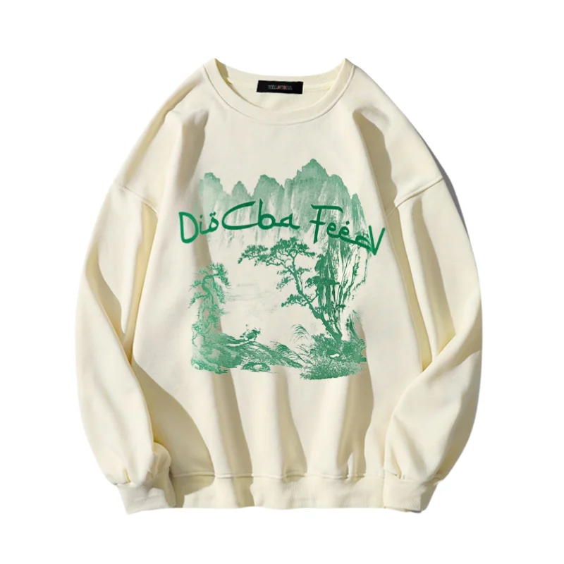 Distressed HoodiesChinese Landscape Painting Sweatshirt