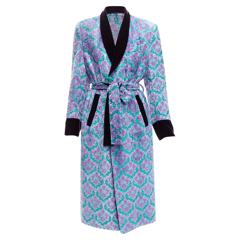 Pea CoatsGvgv tapestry jacquard velvet belted robe coat