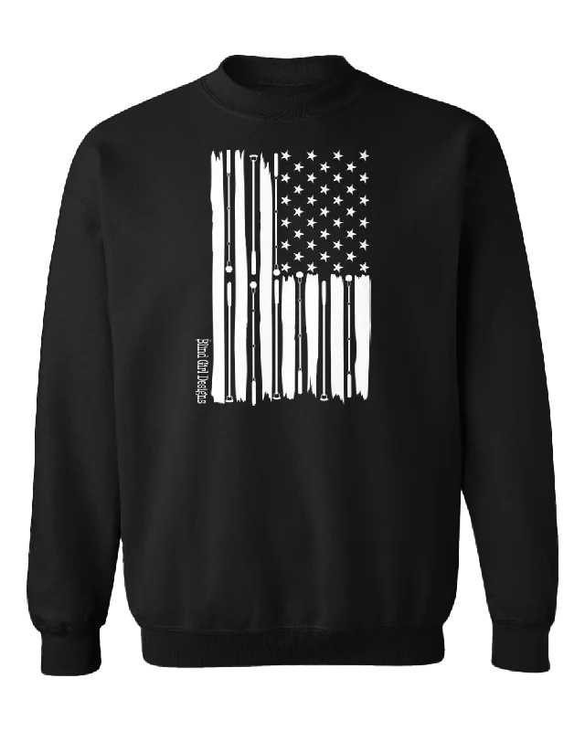 Cycling HoodiesTactile American Flag White Cane Crew Sweatshirt - Black