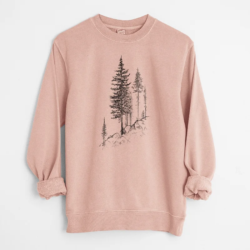 Athletic HoodiesCliffside Pines - Unisex Pigment Dyed Crew Sweatshirt