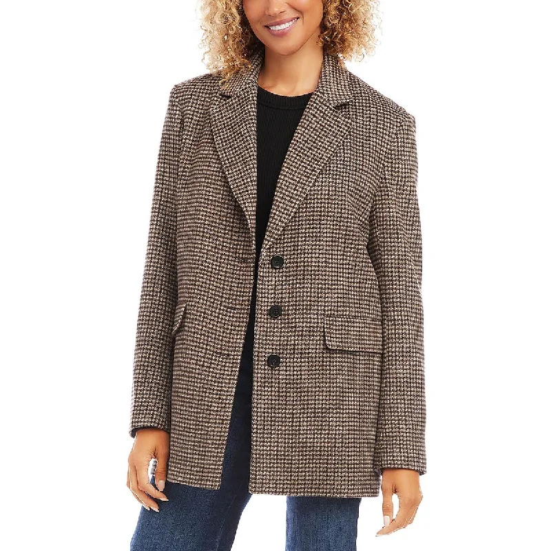 Corduroy OvercoatsWomens Wool Blend Houndstooth Pea Coat