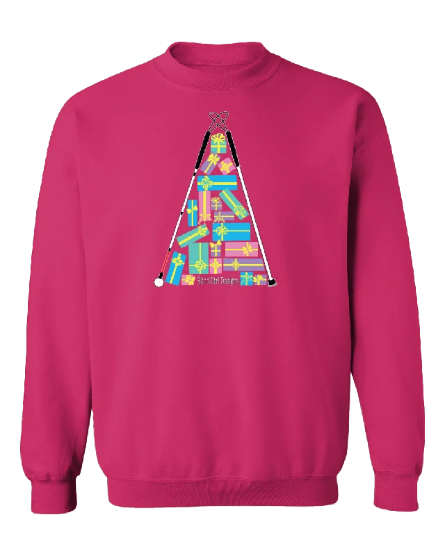 Asymmetrical HoodiesChristmas Tree of Gifts Sweatshirt - Vibrant Pink