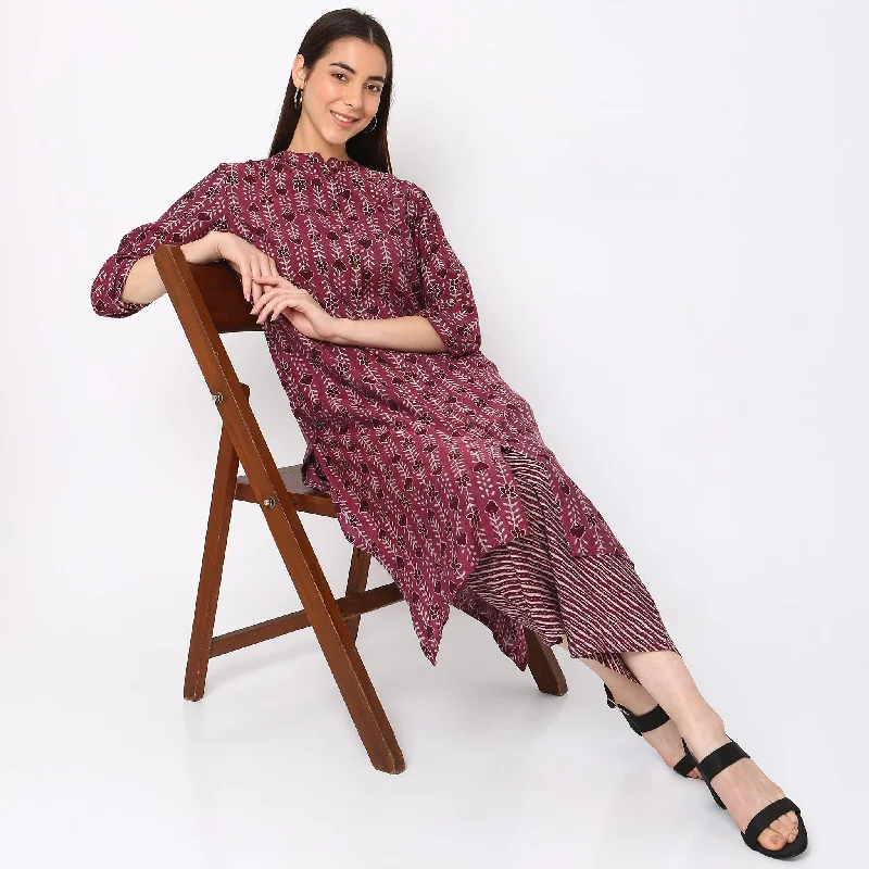 Regular Fit Printed Kurta with Pant Set