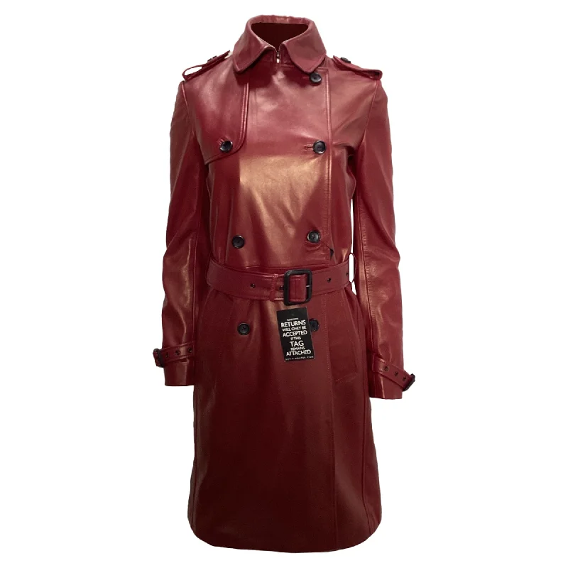 Ski OvercoatsJoseph Double-Breasted Coat in Red Leather