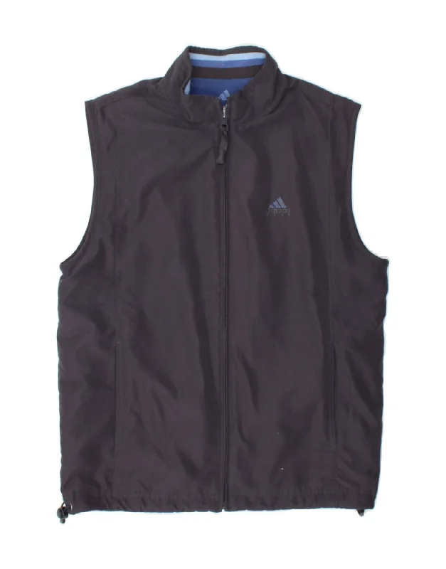 ADIDAS Womens Reversible Gilet UK 12 Medium Navy Blue Polyester