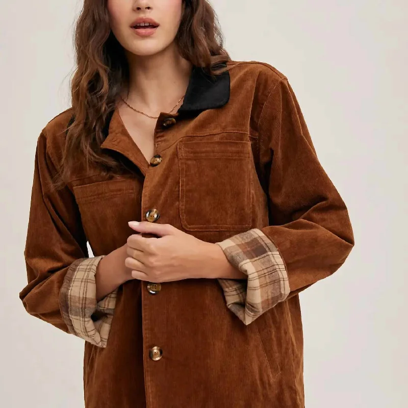 College OvercoatsCorduroy Barn Coat In Brown