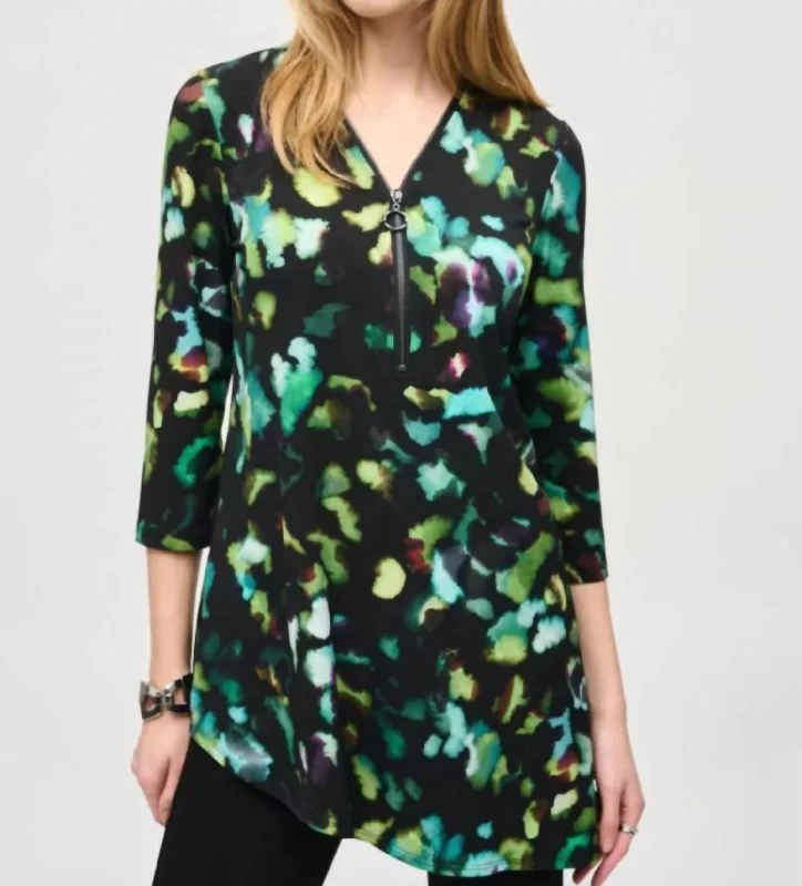 Skateboard ShirtsAbstract Print Blouse In Black Multi