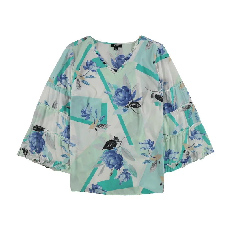 Logo ShirtsAlfani Womens Floral Ruffled Blouse