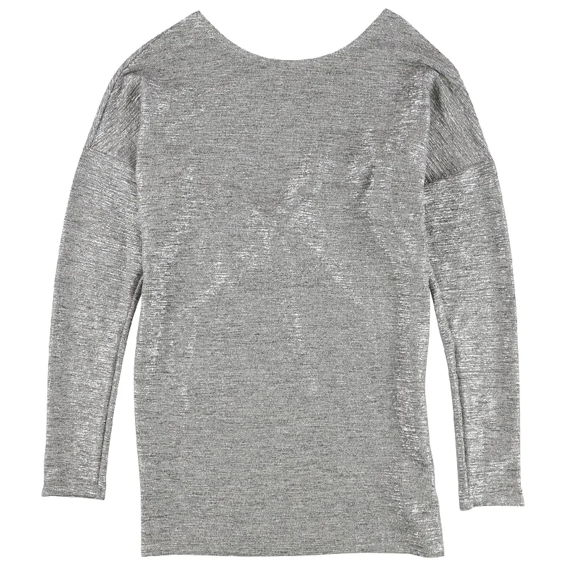 Performance ShirtsBar Iii Womens Metallic Twist-Back Knit Blouse