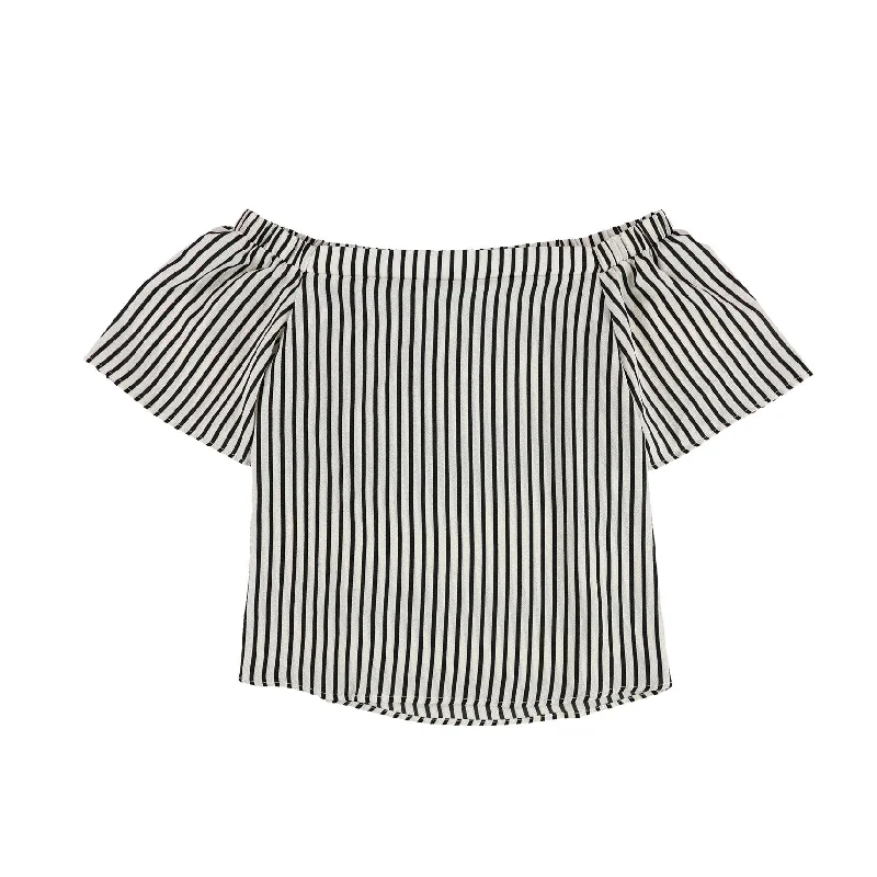 Metallic Shirtsbar III Womens Striped Knit Blouse, Black, Medium