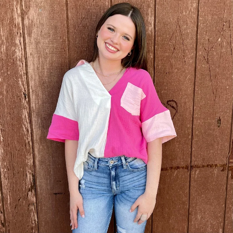 Skateboard ShirtsBlocked In Pink Blouse*