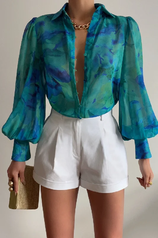 Zippered ShirtsELLA BLOUSE - BLUE FLORAL