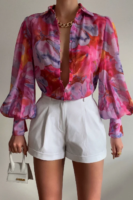 Button-Up ShirtsELLA BLOUSE - PINK FLORAL