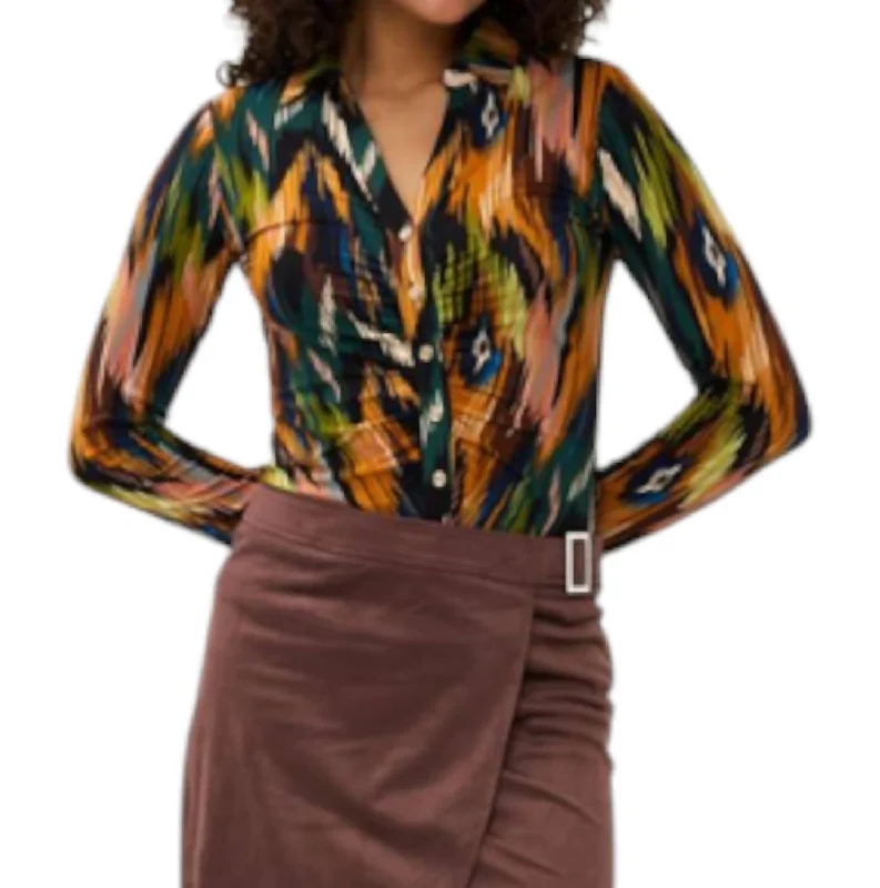 Polyester ShirtsGathered Blouse In Universal Lightning