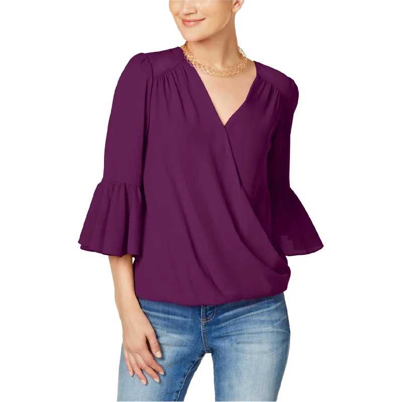 Cropped ShirtsI-N-C Womens Bell Sleeve Knit Blouse, Purple, X-Small