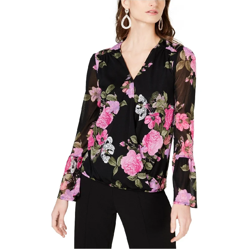 Denim ShirtsI-N-C Womens Floral Peasant Blouse, Black, XX-Large