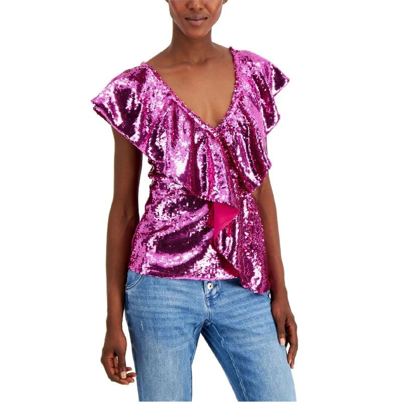 Sleep ShirtsI-N-C Womens Sequin Ruffled Blouse