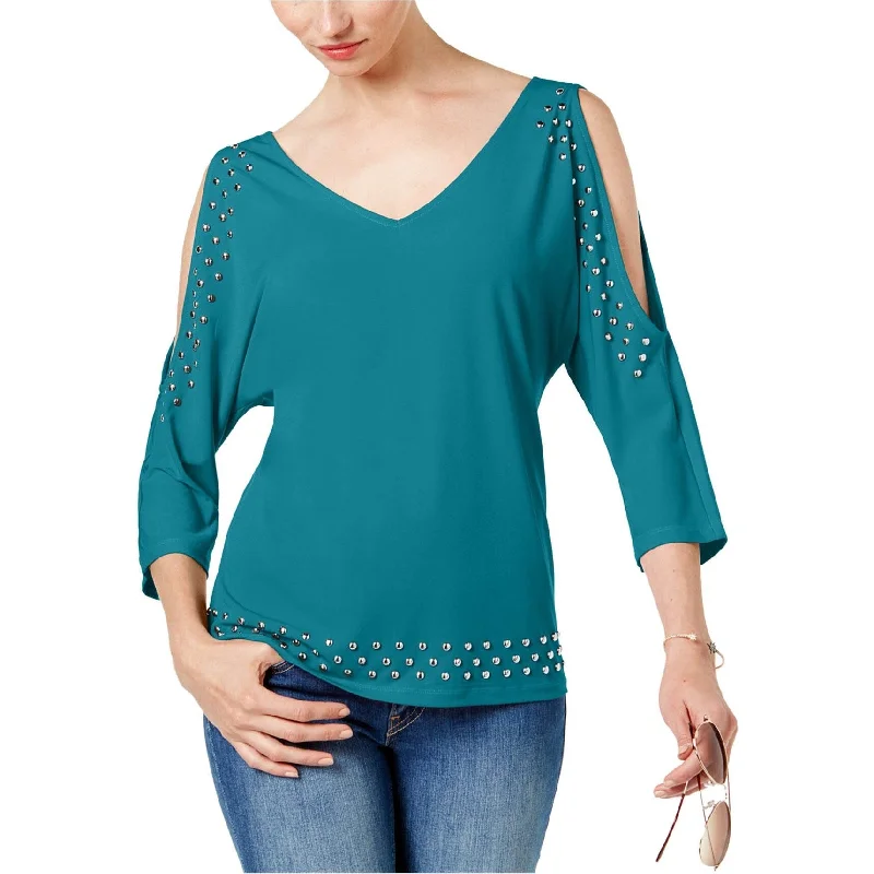 Organic Cotton ShirtsI-N-C Womens Studded Knit Blouse, Green, X-Large