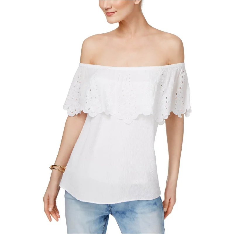 Wrap ShirtsI-N-C Womens TEXtured Off the Shoulder Blouse, White, Medium